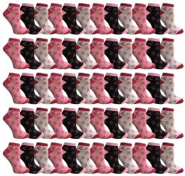 60 Bulk Yacht & Smith Women's Assorted Colored Breast Cancer Awareness Ankle Socks