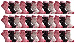 36 Bulk Yacht & Smith Women's Assorted Colored Breast Cancer Awareness Ankle Socks
