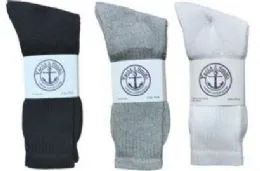 360 Bulk Yacht & Smith Men's Cotton Crew Socks Set Assorted Colors Black, White Gray Size 10-13