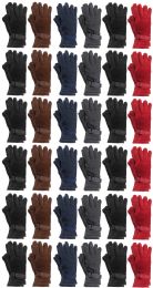 144 Bulk Yacht & Smith Mens Double Layer Heavy Fleece Gloves Packed Assorted Colors Bulk Buy