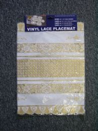 24 Bulk 24 Vinyl Lace Placemat White Gold
