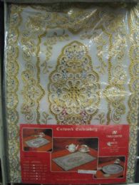 180 Bulk 2 Piece Set Oblong White Gold Vinyl Placemat