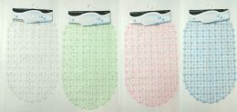 60 Bulk Plastic Bath Mat Oval With Suction Assorted Color