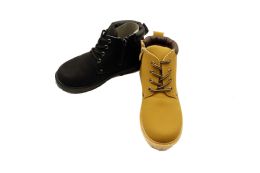 18 Bulk Kids ConstructioN-Style Boots With Laces And Side Zipper
