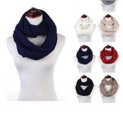 24 Bulk Womens Acrylic Winter Scarf Crochet Knit Tube Scarf Assorted Color