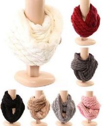 48 Bulk Women's Cable Knit Winter Infinity Scarf