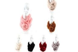 24 Bulk Womans Heavy Plush Winter Pom Pom Scarf