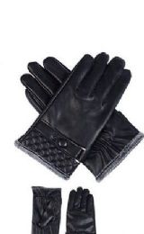 72 Bulk Mens Leather Winter Gloves With Snap Design