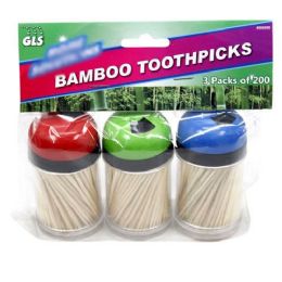 24 Bulk Glselect Home Solutions Wooden Toothpicks With 3 Dispensers