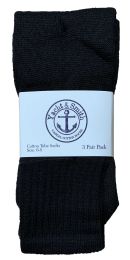 240 Bulk Yacht & Smith Kids 17 Inch Cotton Tube Socks Solid Black Size 6-8