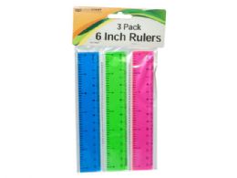 48 Bulk 3 Pc 6" Plastic Colored Rulers