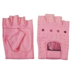 3 Bulk Pink Leather Fingerless Gloves