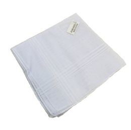48 Bulk 3 Pack Men's White Handkerchiefs