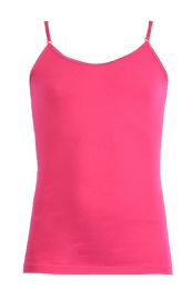 72 Bulk Mopas Girl's Cotton Camisole In Hot Pink