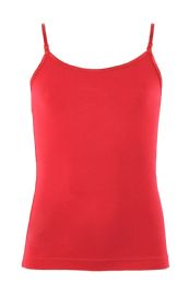 72 Bulk Mopas Girl's Cotton Camisole In Red 