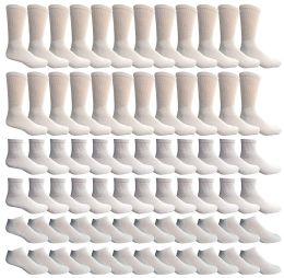 72 Bulk Yacht & Smith Kid's Cotton Terry Cushioned White Socks