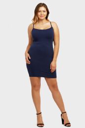 60 Bulk Sofra Ladies Long Poly Camisole Plus Size In Navy