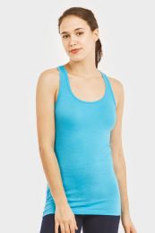 72 Bulk Sofra Ladies Racerback Jersey Tank Top In Aqua