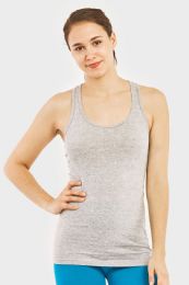 72 Bulk Sofra Ladies Racerback Jersey Tank Top In Heather Ash