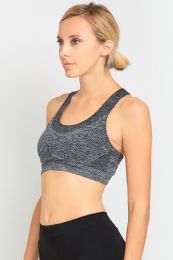 72 Bulk Sofra Ladies Seamless Sports Bra In Heather Grey Size Medium