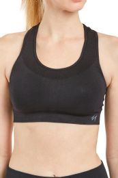 72 Bulk Sofra Ladies Sports Bra With Pad In Black