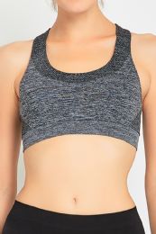 144 Bulk Sofra Ladies Seamless Sports Bra In Heather Grey