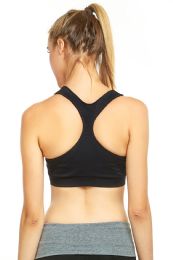 72 Bulk Sofra Ladies Seamless Sports Bra In Black
