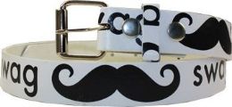 12 Bulk Belts Swag and Mustache on White for Kids