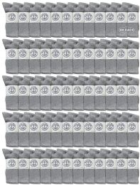 60 Bulk Yacht & Smith Men's Cotton Athletic Terry Cushioned Gray Crew Socks