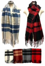 12 Bulk Plaid Scarves Assorted Colored