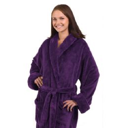 3 Bulk Tahoe Fleece Shawl Collar Robe In Purple