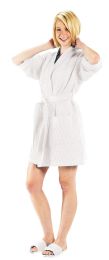 2 Bulk Thigh Length Waffle Weave Kimono Robe In White