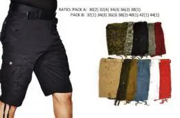 12 Bulk Men's Cargo Shorts - Khaki Only