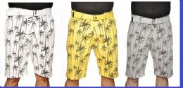 24 Bulk Men's Fashion Printed Palm Tree Chino Short