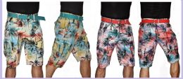 24 Bulk Men's Tropical Printed Cargo Short