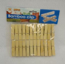 24 Bulk Bamboo Clothespin Set
