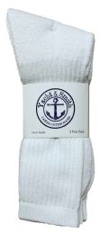 120 Bulk Yacht & Smith Men's Soft Cotton Terry Cushion Crew Socks, Sock Size 10-13, White