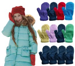 72 Bulk Yacht & Smith Kids Warm Winter Colorful Magic Stretch Mittens Age 2-8