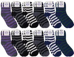 48 Bulk Yacht & Smith Men's Assorted Colored Warm & Cozy Fuzzy Socks