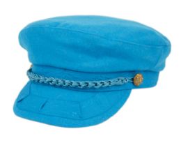 12 Bulk Wool Greek Fisherman Hats With Braid Band In Teal