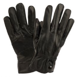 12 Bulk Ladies Genuine Leather Gloves With Faux Fur Lining And Button Adjust Cuff