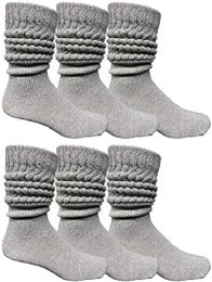6 Bulk Yacht & Smith Men's Gray Slouch Socks Size 10-13