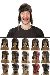 12 Bulk Sizes Vary Knit Snowflake Pattern Trapper Hat