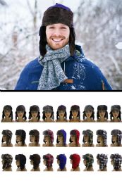 12 Bulk Sizes Vary Plaid Synthetic Fur Lining Trapper Hat