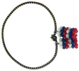 192 Bulk 192 Pony Tail Elastic Band With Red White Blue Acrylic Beads