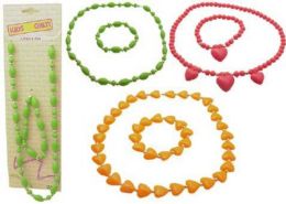 96 Bulk Childrens Multi Colored Necklace Bracelet Set