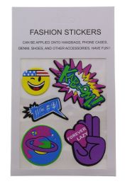 96 Bulk Humorous Fashion Puff Stickers Smiley Kaboom Planet And Forever Lazy
