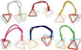 96 Bulk Childrens Assorted Color Acrylic Triangles On Elastic Band