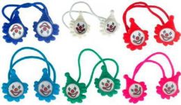 96 Bulk Childrens Assorted Color Acrylic Charms Shaped Like Clown Face On Color Band