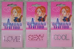 96 Bulk Temporary Crystal Tattoos Assorted Color